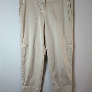 Chico's Beige Cargo Style Utility Pants Women’s Size M Straight Leg Casual